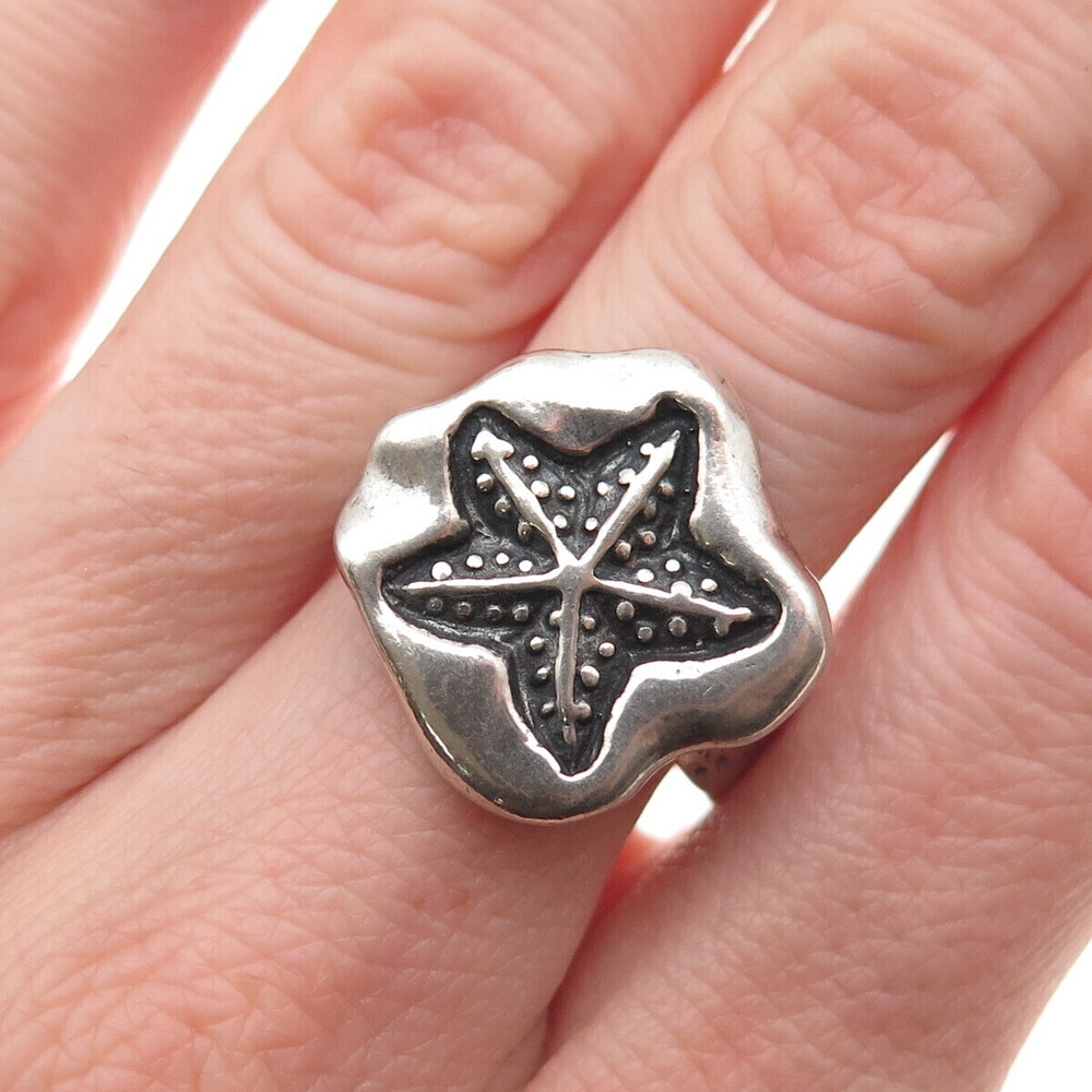 Didae 925 Sterling Silver Vintage Israel Starfish Oxidized Ring Size 7